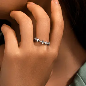 Whosale CZ Zircon Vòng 925 Sterling Bạc đồ trang sức nhẫn giản dị đồ trang sức cưới dành cho phụ nữ