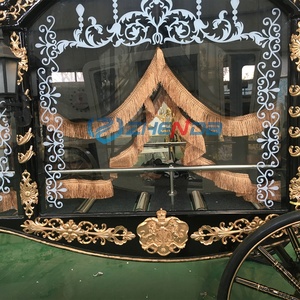 Carroza Fúnebre de Alta Calidad, Tirada por Caballos, Negra, Estilo Simple y Moderno, con Vidrio Antiguo, Portátil, de Acero - Product Image 6