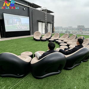 Portable Inflatable Lounge Chair With <b>Footrest</b>, Outdoor Blow up Recliner for Movie Night Camping Patio and Backyard Fun Inflatab - Product Image 1