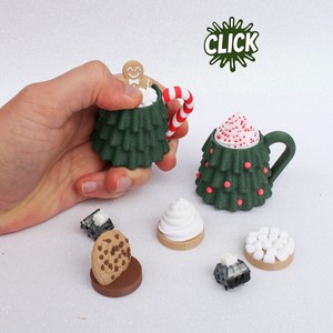 Porte-clés à pression sur le thème de Noël, jouet anti-stress à interrupteur mécanique imprimé en 3D, pendentif à pression pour une ambiance de Noël - Product Image 1
