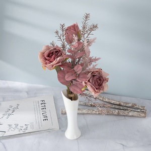 Ramo de Rosas Artificiales Encai, Tela Plástica Tejida, Decoración para el Hogar y Bodas CF01232 - Product Image 1