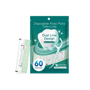 60pcs Nhà Máy Giá đôi-chủ đề nha khoa xỉa dính cá nhân đóng gói bạc hà nha khoa Flosser xách tay gói duy nhất - Product Image 1