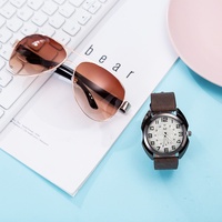 Coffret Cadeau Affaires Montre et Lunettes de Soleil pour Homme – Design Métallique Moderne et Simple, Protection Solaire, Deux Pièces – Stock Usine, Vente en Gros