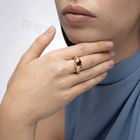 Bague dôme épaisse LOZRUNVE pour femme en argent sterling 925 plaqué or 18 carats avec sertissage baguette