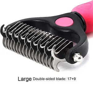 Peigne de démêlage double face en acier inoxydable Épilateur flottant efficace Chiens Chats Pet Bain Brosse <span class=keywords><strong>Noeud</strong></span> Cutter Toilettage - Product Image 5