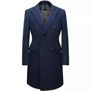 Custom calf-length long wool tailored made to measure custom Tan trench coat woolen coat long mens wool cashmere overcoat