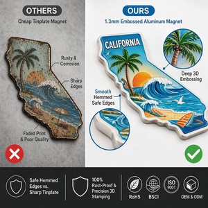 Imán de Refrigerador de Aluminio 3D en Relieve, Personalizado, Duradero, con Diseño de California, 2x3 Pulgadas, Recuerdo de Playa para Cocina, Bar, Decoración del <span class=keywords><strong>Hogar</strong></span>, Regalo - Product Image 3