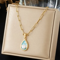 Collier en perles avec pendentif goutte d'eau géométrique vintage français en gros pour femmes, bijoux de cou de luxe léger vintage
