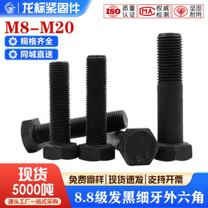 สลักเกลียวหกเหลี่ยมสเตโกซอรัส M8 M10 M12 M14 M16 M20 เกรด 8.8 สีดำ เกลียวละเอียด สำหรับงานก่อสร้าง - Product Image 3