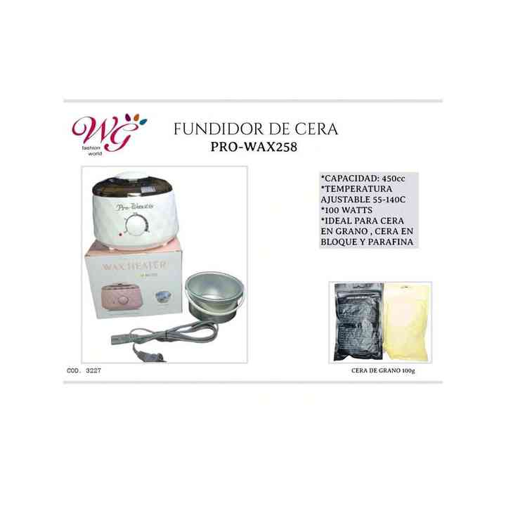 Pro-Wax258 Plastic Wax Melter with 2 Sachets of 100g Wax for Hair Removal on Hands and Body Heating Function Included