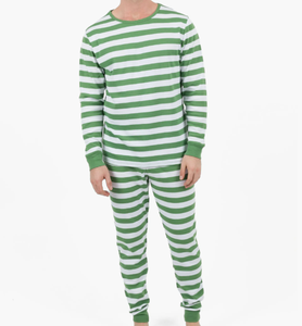 Ensembles de pyjamas confortables pour hommes, 2 pièces, manches longues, vêtements de sport thermiques, vêtements de maison, pyjamas pour hommes et garçons, coton rayé, pyjamas de vacances - Product Image 3