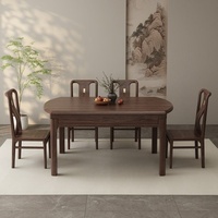 Table à manger en bois massif de noyer nord-américain, double usage, pliable, extensible, sans assemblage, nouveau style chinois, pour usage domestique