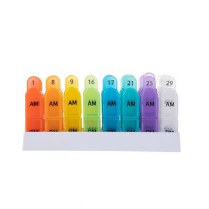 Boîte à pilules double quotidienne pour médicaments, vitamines et ordonnances, format voyage, sans BPA, en PP, pour 30 jours, avec compartiments AM/PM - Product Image 2