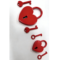 Cadenas en forme de cœur en alliage de zinc rouge, grande et petite taille, avec clés, 30*38MM 45*58mm