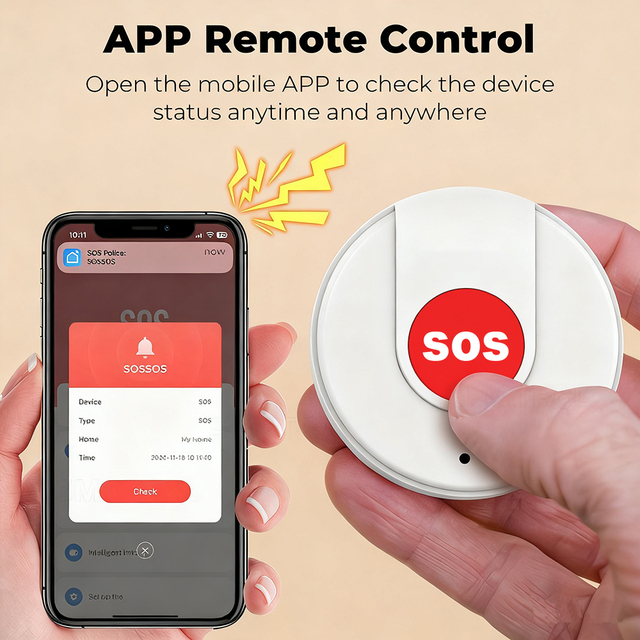 WALE Tuya WIFI Smart Alarm Button Emergency Call Button Home Use Elderly People SOS Button Support Smart Life APP