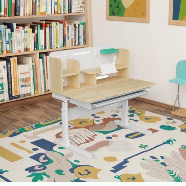 Modern Wooden Study Desk for Kids Drawer Height Adjustable Easy Assembly for Home Office Bedroom Living Room Small Spaces