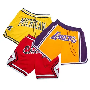 Wholesale Embroderiery shorts old school shiny tackle twill summer male  over knee basketball shorts From m.