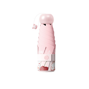 Parapluie de poche mini ultra-léger en vinyle UV à 5 plis avec logo personnalisé, motif de personnage de dessin animé, pour femmes, filles, étudiantes, cadeau - Product Image 6