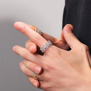 Anillo de Diamantes Q704, Chapado en Oro de 22k, Corte Brillante Redondo, Diamantes Sintéticos Cultivados en Laboratorio, Unisex, Uso Diario - Product Image 4