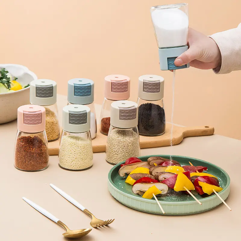Salt Shaker Push Type Salt Dispenser Salt And Pepper Sugar Spice Bottle Jar