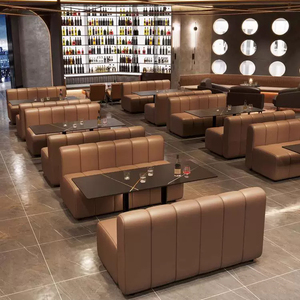 Ensemble de canapés de loisirs pour restaurant musical moderne, mobilier de bar <span class=keywords><strong>lounge</strong></span>, café, hôtel, bistrot, table à manger en marbre et ensembles de canapés banquette en cuir - Product Image 2