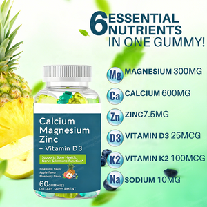 Gomitas <span class=keywords><strong>de</strong></span> Calcio, <span class=keywords><strong>Magnesio</strong></span> y <span class=keywords><strong>Zinc</strong></span> OEM ODM, Vitamina D3, Glicinato <span class=keywords><strong>de</strong></span> <span class=keywords><strong>Magnesio</strong></span>, Suplemento Sin Azúcar para Adultos, Mejora la Memoria/El Sueño, 60 Unidades - Product Image 4