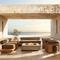 Ensemble de meubles de jardin en teck minimaliste moderne, table et chaises de loisirs, balcon, patio, jardin, table basse imperméable résistante aux UV, maisons d'hôtes