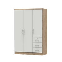Armoire robuste de grande capacité au design contemporain en panneaux de particules, idéale pour la chambre à coucher, le rangement domestique, le placard, l'hôtel et le salon.