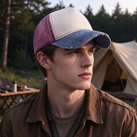 Casquette de baseball non structurée à 5 panneaux, en sergé de coton, délavée et vieillie, avec couleur contrastante, unisexe, style streetwear hip-hop, réglable