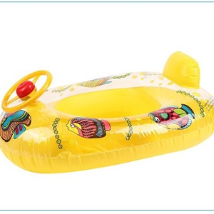 Bote inflable para niños con volante y bocina, 80x65 cm, diseño de dibujos animados, anillo de natación, juguete acuático - Product Image 4