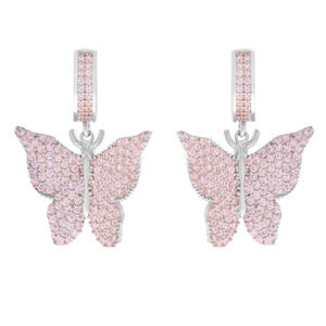 Pendientes de Mariposa para Mujer, Plata 925, Chapados en Oro Rosa, Cristal Rosa con Microincrustaciones, Joyería para Uso Diario - Product Image 1
