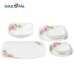 Wholesale 27Pcs Dinnerware RounSet Vintage Elegant Microwave Safe <strong>Square</strong> <strong>Plate</strong> <strong>Set</strong> Opalware Dinner <strong>Set</strong> - Product Image 3