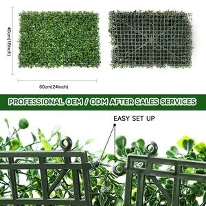 16x24'' Plastic High Quality Artificial Hedge Boxwood Panels Green Plant Vertical Garden Wall
