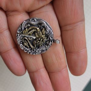 BOCAI S925 ciondoli in <span class=keywords><strong>argento</strong></span> Sterling nuova moda Dragon Phoenix Design oro creativo per donne uomini per feste coppie amuleto - Product Image 5