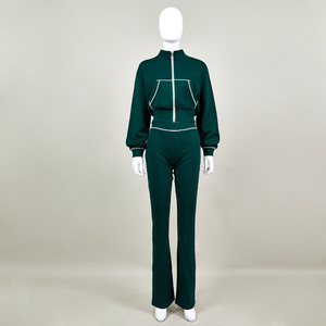 Completo da donna 2 pezzi in maglia waffle personalizzato: giacca a maniche lunghe e pantaloncini, tuta streetwear estiva 2026 - Product Image 3