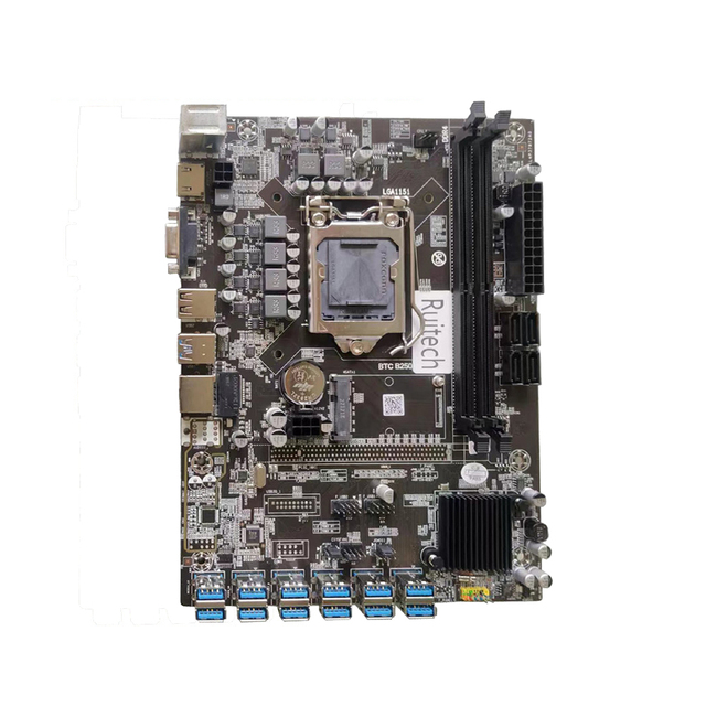 B250C Motherboard Set USB3.0 PCIE X16 LGA 1151 DDR4 128G G3930 CPU VGA MSATA Support 12 Graphics Card