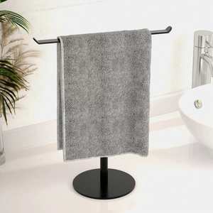 Porte-serviettes de toilette élégant en acier inoxydable sur pied pour salle de bain, rangement durable pour articles de toilette - Product Image 2