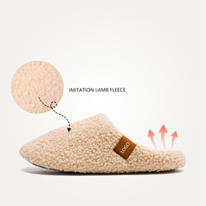 Pantofole Grandi Antiscivolo Ecologiche in Finta Pelle di Pecora <span class=keywords><strong>con</strong></span> Schiuma Memory ad Alta Elasticità per Uso Domestico Invernale - Product Image 5