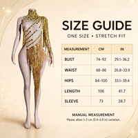 Robe à franges en strass dorés, maille nude, asymétrique à une manche, col montant, avec pompons, pour danse latine, drag, gogo et scène