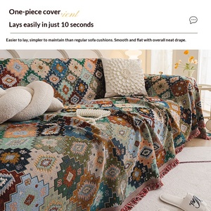 Housse de canapé universelle monobloc tout compris en <span class=keywords><strong>tissu</strong></span> chenille style bohème transfrontalier, motif plantes et fleurs pour - Product Image 4