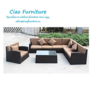 Canapé d'angle modulaire en aluminium et rotin personnalisable pour hôtel, patio, mobilier d'extérieur moderne, <span class=keywords><strong>balcon</strong></span>, canapé en forme <span class=keywords><strong>de</strong></span> L - Product Image 2