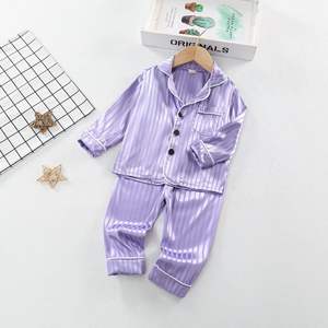 Nueva Moda Primavera Verano Ropa de Dormir para Niños Conjunto de Pijamas de Satén de 2 Piezas para Niñas Mangas Largas Absorbente de Humedad - Product Image 1