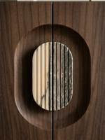 Poignée de meuble YUSHI en marbre Calacatta Viola, design cannelé, forme ovale, pour projets de design haut de gamme