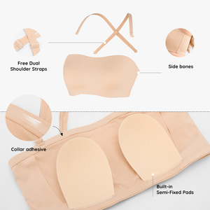 <span class=keywords><strong>Reggiseno</strong></span> Invisibile <span class=keywords><strong>Senza</strong></span> <span class=keywords><strong>Spalline</strong></span> per Donna, Copertura Totale, Traspirante, con <span class=keywords><strong>Coppe</strong></span> Rimovibili Push-up, Taglie Forti, Morbido e Antiscivolo - Product Image 3