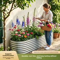 Jardinière ovale en acier galvanisé, respirante et durable, pour culture de légumes et fleurs sur les toits