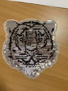 Sew on Patch Reversible Sequins DIY Patches Embroidered <strong>Tiger</strong> <strong>Motif</strong> Beaded Applique T-Shirt Plant Jeans Jacket Accessory Animal - Product Image 4