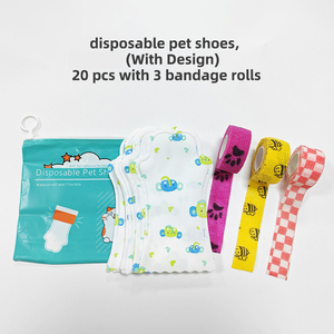20 pièces chaussures <span class=keywords><strong>pour</strong></span> animaux de compagnie roses imprimées de dessins animés <span class=keywords><strong>bottes</strong></span> jetables <span class=keywords><strong>pour</strong></span> chiens couverture imperméable à l'eau auto-adhésif - Product Image 4