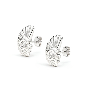 Boucles d'oreilles en argent sterling 925 en forme de coquille de nautilus – Bijoux au design en spirale inspiré de l'océan - Product Image 2