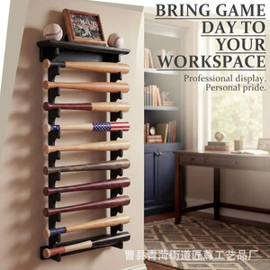 Étagère de rangement en bois, présentoir créatif transfrontalier pour ballons de baseball, support mural multi-niveaux en bois massif pour médailles - Product Image 4