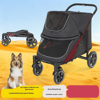 Poussette pliable multi-niveaux à 4 roues en aluminium grande capacité pour animaux de compagnie (chats et chiens) – Capacité de charge 20 kg, sac amovible